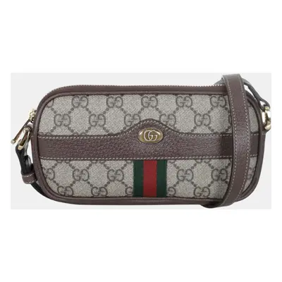 Gucci Brown/Beige Canvas and Leather Ophidia GG Mini Shoulder Bag