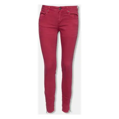 Burberry Brit Burgundy Cotton Skinny Mid Rise Jeans