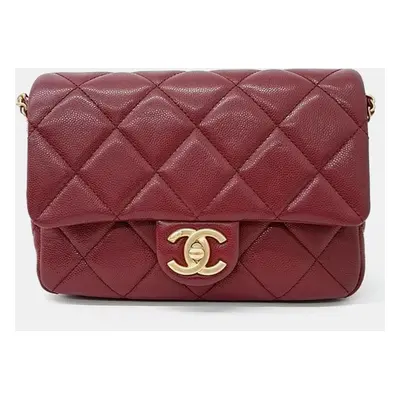 Chanel Red Caviar Leather Double Chain Bag