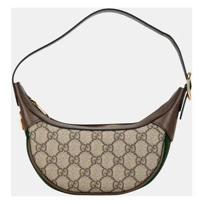 Gucci Beige Brown PVC Leather Half Moon Ophidia Handbag