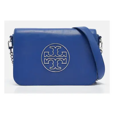 Tory Burch Blue Leather Miller Flap Crossbody Bag