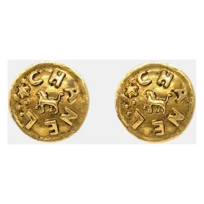 Chanel Gold Lion Button Clip-On Earrings