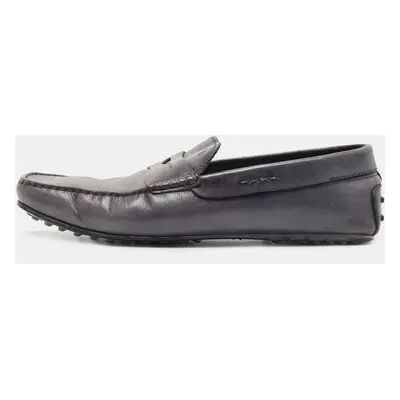 Tods Grey Leather Slip On Loafers Size 45.5