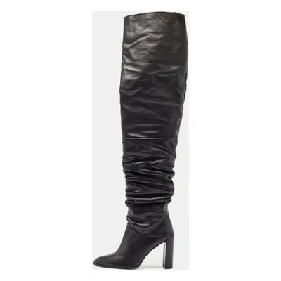 Stuart Weitzman Black Leather Histyle Over The Knee Boots Size 42.5