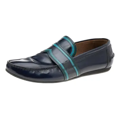 Prada Dark Blue Leather Penny Sip On Loafers Size 43.5