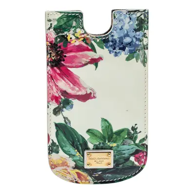 Dolce & Gabbana White Floral Print Patent Leather IPhone Case