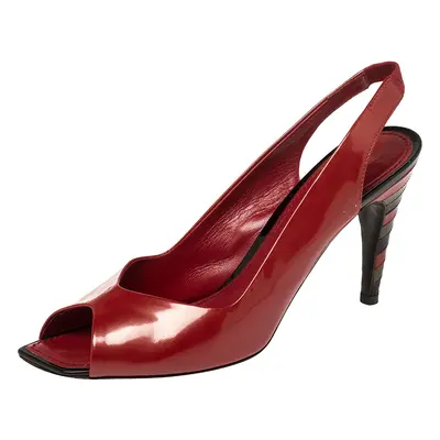 Louis Vuitton Red Patent Leather Peep Toe Sandals Size