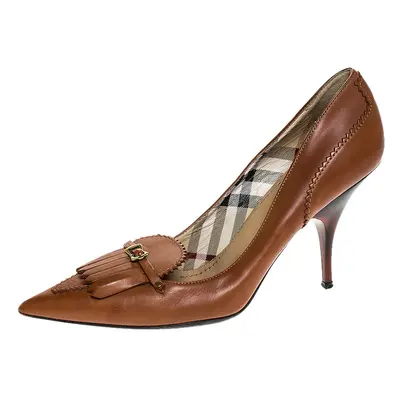 Burberry Tan Leather Fringe Pointed Toe Pumps Size