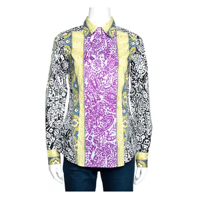 Etro Multicolor Panelled Paisley Print Stretch Cotton Shirt