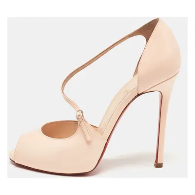 Christian Louboutin Light Pink Patent Leather Peep Toe D'orsay Sandals Size