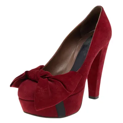 Marni Red Suede Bow Platform Pumps Size