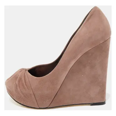 Gina Dusty Pink Pleated Suede Wedge Pumps Size