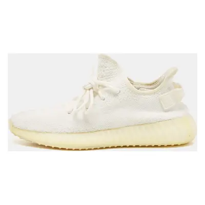 Adidas x Yeezy White Cotton Knit Fabric Boost V2 Triple White Sneakers Size 1/3