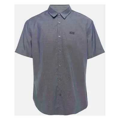 Boss By Hugo Boss Blue Cotton Short Sleeve Shirt