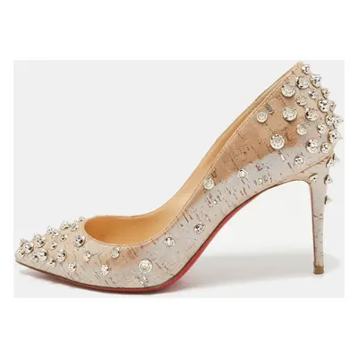 Christian Louboutin Beige Cork Print Fabric Aimantaclou Pumps Size