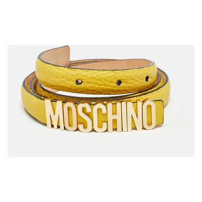 Moschino Yellow Leather Logo Slim Belt CM