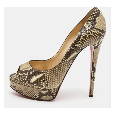 Christian Louboutin Two Tone Python Lady Peep Pumps Size