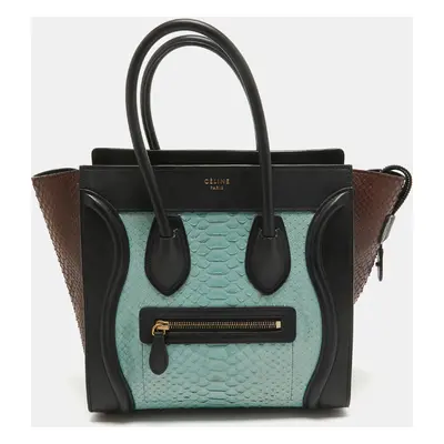 Celine Multicolor Leather and Python Micro Luggage Tote