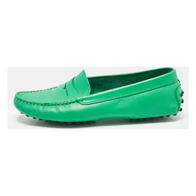 Tod's Green Leather Penny Loafers Size 36.5