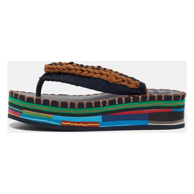 Chloé Multicolor Fabric and Rubber Thong Sandals Size