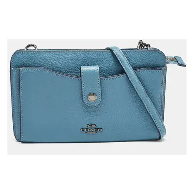 Coach Blue Leather Noa Pop Up Crossbody Bag