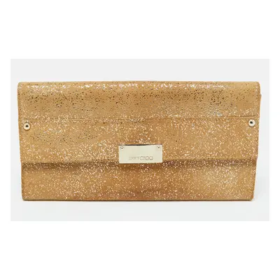 Jimmy Choo Gold Glitter Suede Reese Clutch