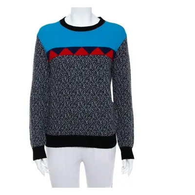 Prada Color Block Wool & Cashmere Crewneck Sweater