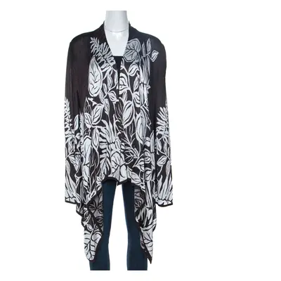 St. John Monochrome Jacquard Knit Draped Cardigan