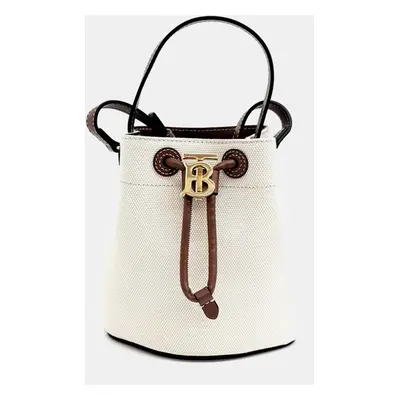 Burberry Neutral Canvas and Leather Mini TB Bucket Bag