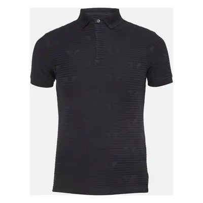 Emporio Armani Navy Blue Patterned Jersey Polo T-Shirt