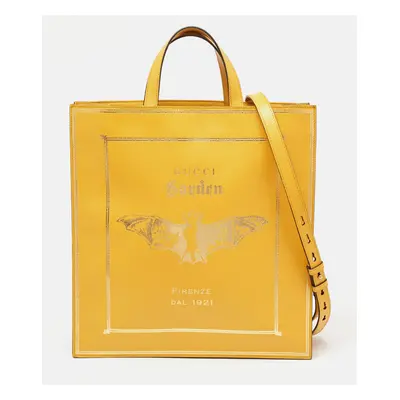 Gucci Mustard Leather Garden Bat Vertical Shopping Tote