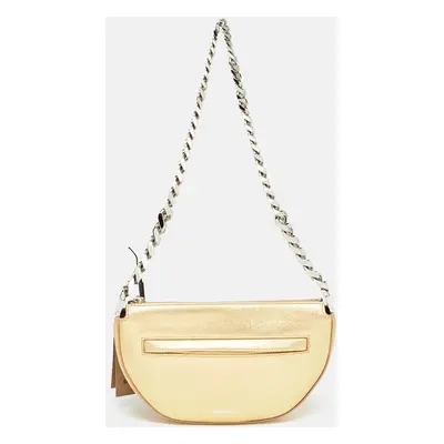 Burberry Gold Leather Mini Olympia Zip Chain Bag