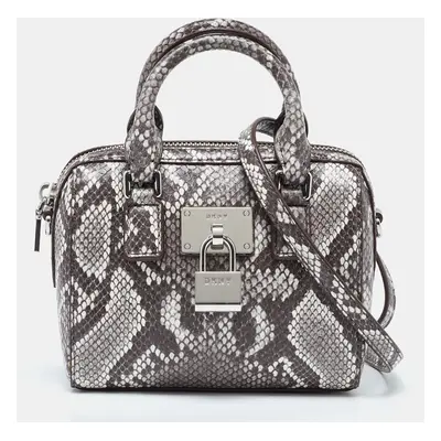 DKNY Brown Snakeskin Embossed Leather Crossbody Bag