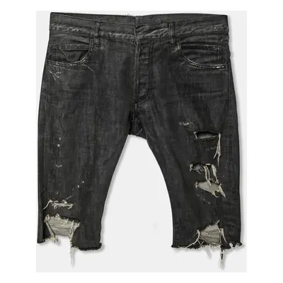 Balmain Grey Distressed Frayed Edged Shorts