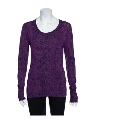 Diane Von Furstenberg Purple Animal Print Knit Neva Top