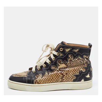 Christian Louboutin Tricolor Leather and Python Rantus Orlato High Top Sneakers Size 39.5