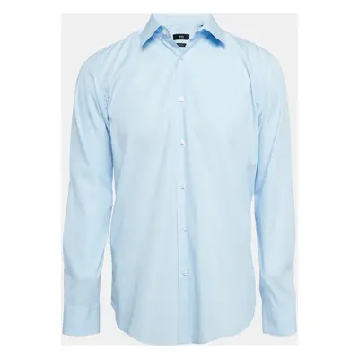 Boss By Hugo Boss Blue Cotton Regular Fit Shirt