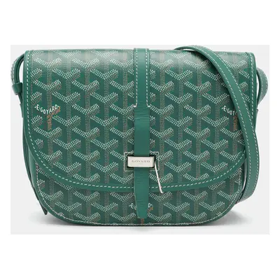 Goyard Green Goyardine Coated Canvas and Leather Belvedere II PM Saddle Bag