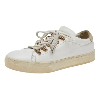 Tod's White Leather Tassel Trim Low Top Sneakers Size