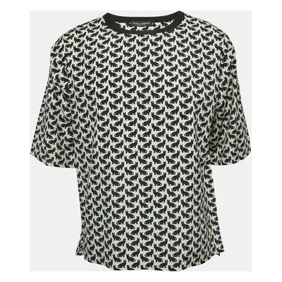 Dolce & Gabbana Cream All-Over Cat Print Cotton Half Sleeve Shirt