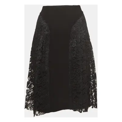 Joseph Black Lace and Stretch Crepe Pleated Courtney Skirt