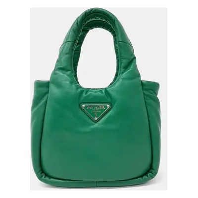 Prada Green Padded Soft Nappa Small Tote Bag