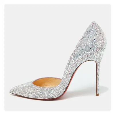 Christian Louboutin Metallic Leather Strass Crystal Iriza D'orsay Pumps Size