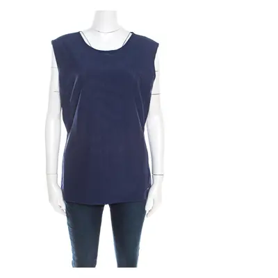 Escada Sapphire Blue Mesh Sleeveless Egle Blouse