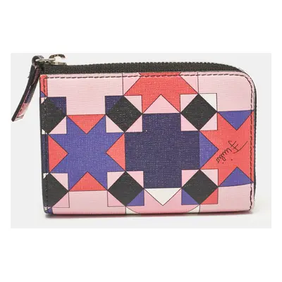 Emilio Pucci Multicolor Printed Leather Zip Compact Wallet