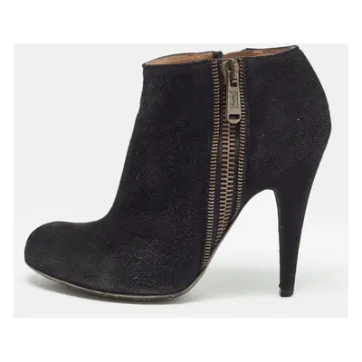 Saint Laurent Black Suede Zip Up Ankle Boots Size