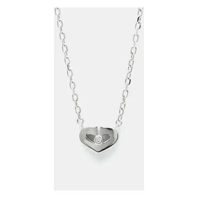 Cartier 18K White Gold and Diamond C De Cartier Heart Pendant Necklace