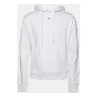 Off-White White Cotton Knit Logo Print Hoodie