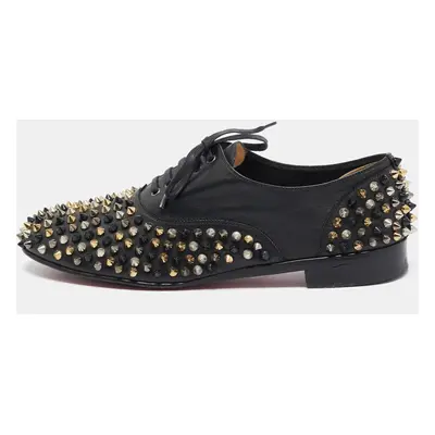 Christian Louboutin Black Leather Freddy Spike Oxfords Size 40.5