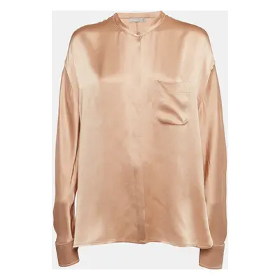 Vince Pink Satin Silk Buttoned Shirt